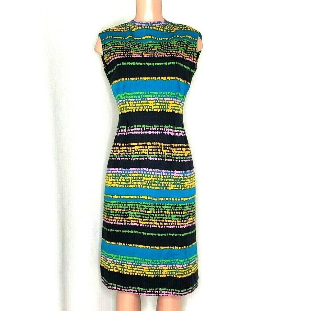 Pauline Trigere Neiman Marcus Vintage 10 or 12 Multicolor Wool Sleeveless Dress